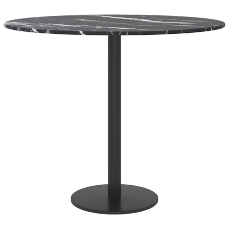 Vidaxl tafelblad ø50x0,8 cm gehard glas met marmeren design zwart