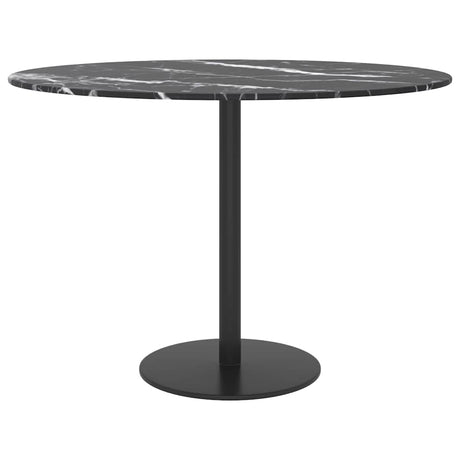 Vidaxl tafelblad ø60x0,8 cm gehard glas met marmeren design zwart