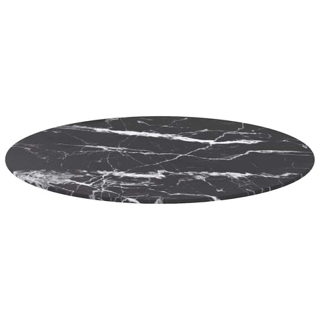 Vidaxl tafelblad ø70x0,8 cm gehard glas met marmeren design zwart