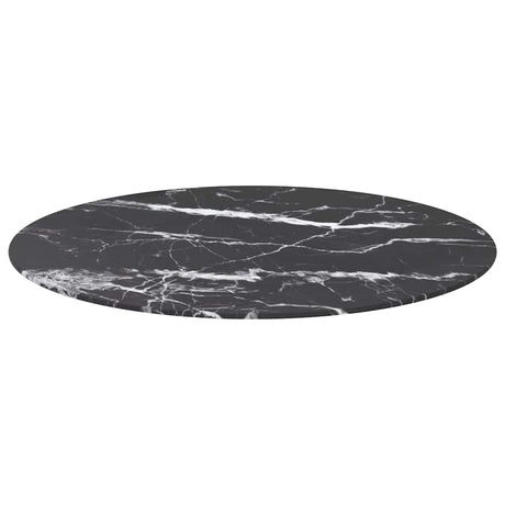 Vidaxl tafelblad ø80x1 cm gehard glas met marmeren design zwart