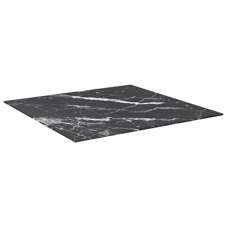 Vidaxl tafelblad 70x70 cm 6 mm gehard glas met marmeren design zwart