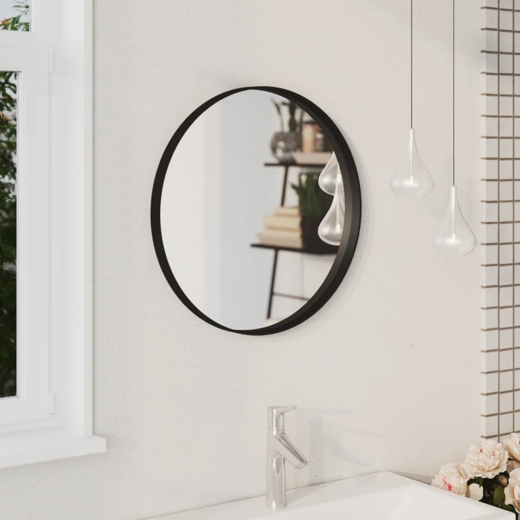 Vidaxl Mirror de pared 50 cm Negro