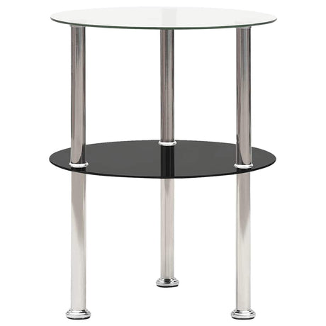 Vidaxl bijzettafel 2-laags 38 cm gehard glas transparant en zwart