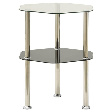 Vidaxl bijzettafel 2-laags 38x38x50 cm gehard glas transparant zwart