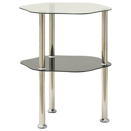 Vidaxl bijzettafel 2-laags 38x38x50 cm gehard glas transparant zwart