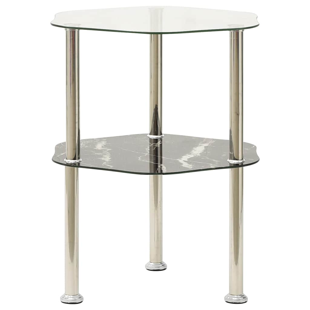 Vidaxl bijzettafel 2-laags 38x38x50 cm gehard glas transparant zwart