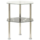 Vidaxl bijzettafel 2-laags 38x38x50 cm gehard glas transparant zwart