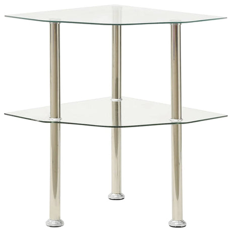 Vidaxl bijzettafel 2-laags 38x38x50 cm gehard glas transparant
