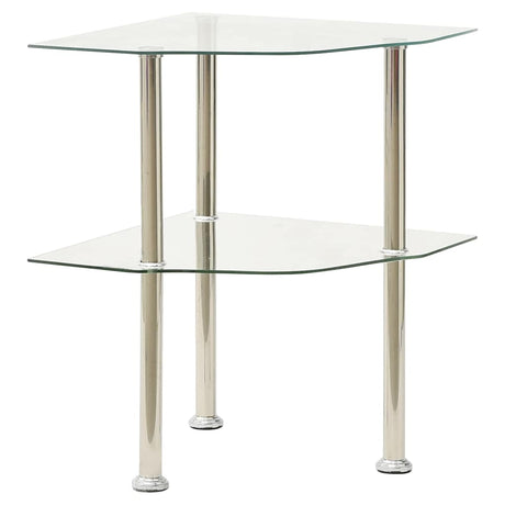 Vidaxl bijzettafel 2-laags 38x38x50 cm gehard glas transparant