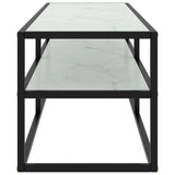 Vidaxl tv-meubel met wit marmerglas 120x40x40 cm zwart