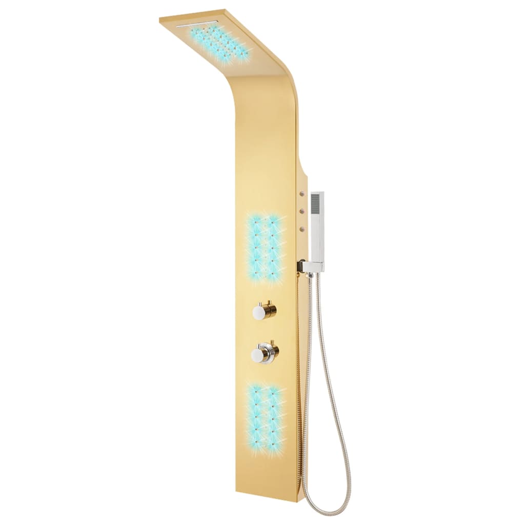 Vidaxl Shower panel Bent Stainless Steel 201 Gold colored