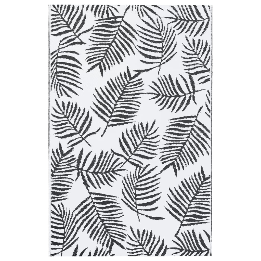 VidaXL outside rug Arakil 120x180 cm pp white and black