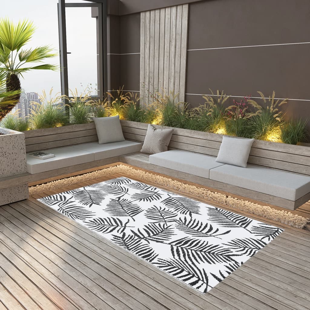 VidaXL outside rug arakil 160x230 cm pp white and black