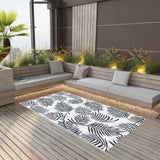 Vidaxl außerhalb des Teppichs Arakil 190x290 cm pp weiß und schwarz