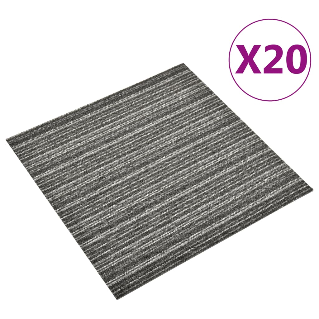 Vidaxl tæpper fliser 20 st 5 m² 50x50 cm stribet antracit