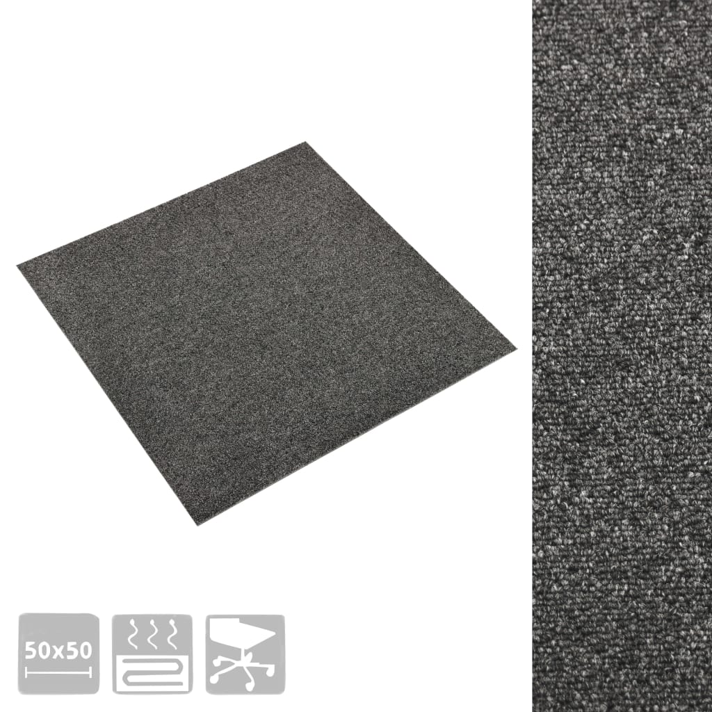 Baldosas de alfombra Vidaxl 20 st 5 m² 50x50 cm antracita