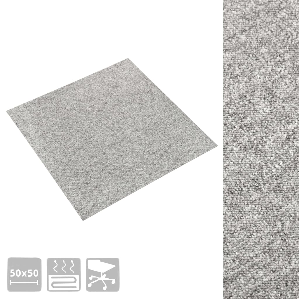 Baldosas de alfombra Vidaxl 20 st 5 m² 50x50 cm de gris claro