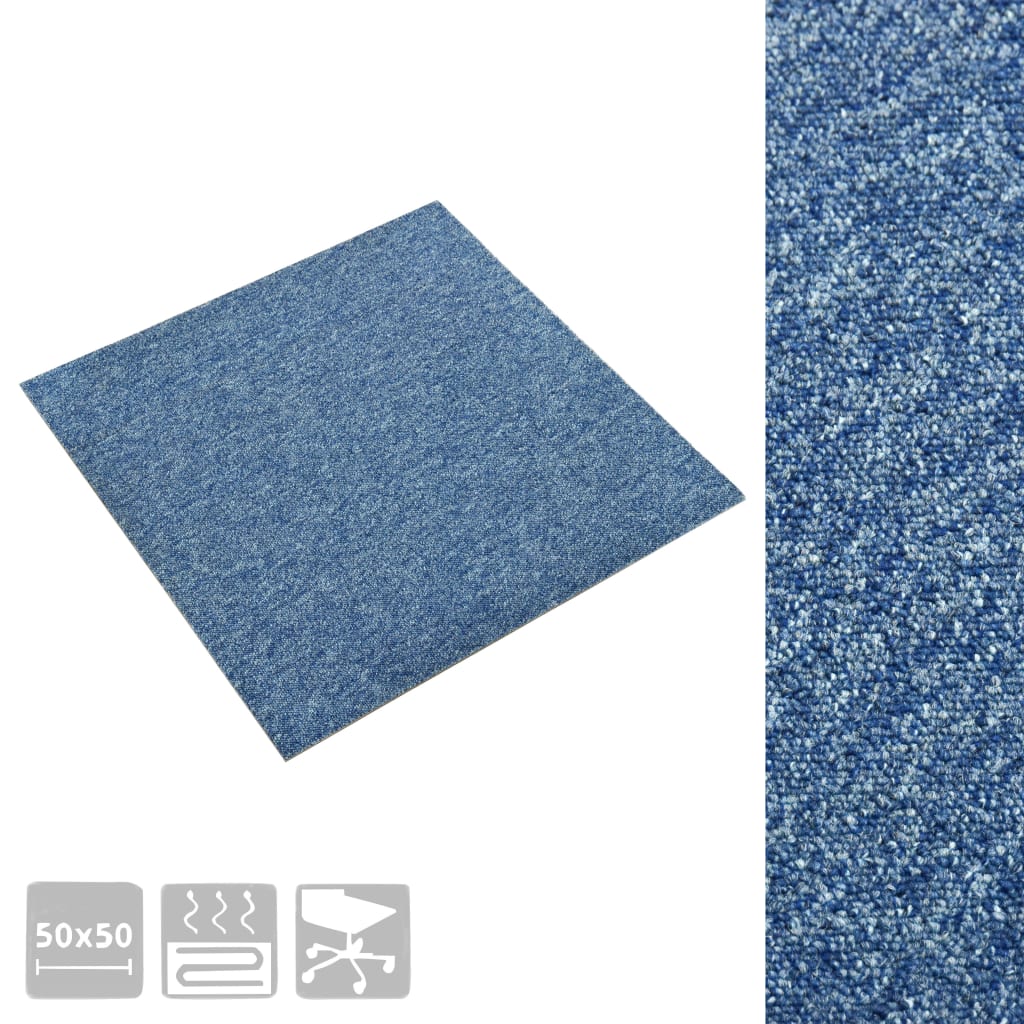 Piastrelle di moquette Vidaxl 20 st 5 m² 50x50 cm blu