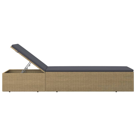 Vidaxl ligbed poly rattan bruin en donkergrijs
