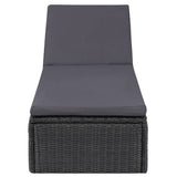 Vidaxl ligbed poly rattan zwart en donkergrijs
