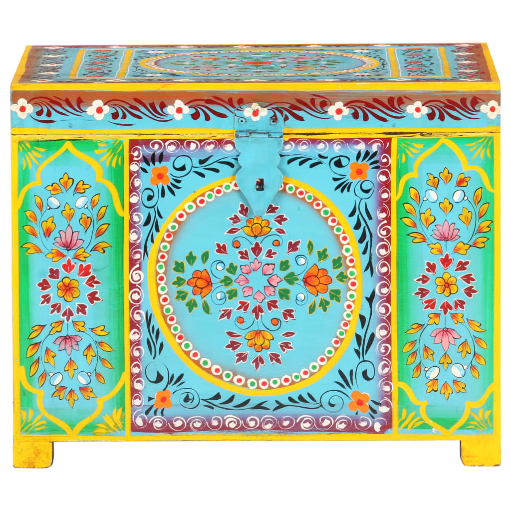 Vidaxl storage box hand painted 50x40x40 cm solid mango wood