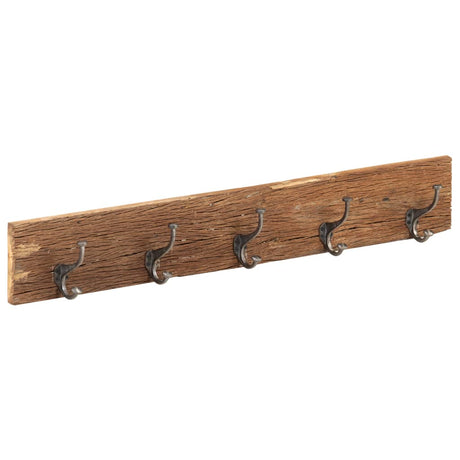 Vidaxx Wandgarderobe mit 5 Haken 100x2,5x15 cm aus massivem Recyclingholz