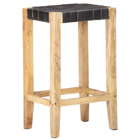 Vidaxl barkrukken 2 st echt leer 75 cm zwart