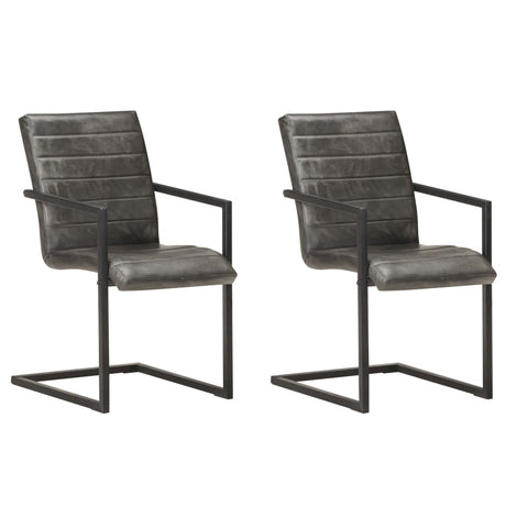 Vidaxl eetkamerstoelen 2 st echt leer grijs