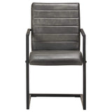 Vidaxl eetkamerstoelen 2 st echt leer grijs