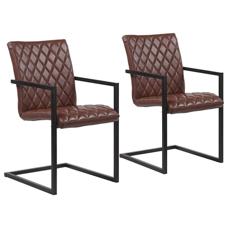 Vidaxl eetkamerstoelen 2 st echt leer bruin