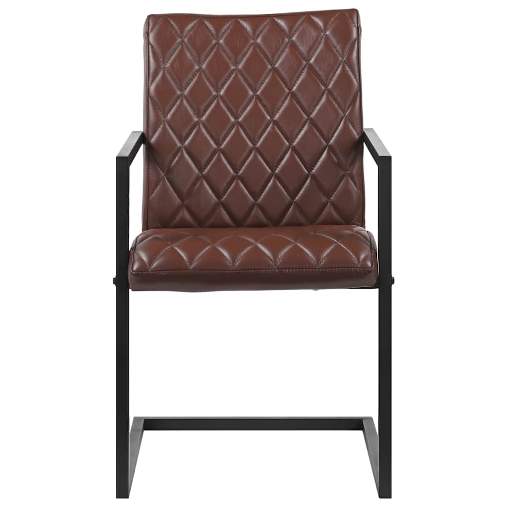 Vidaxl eetkamerstoelen 2 st echt leer bruin