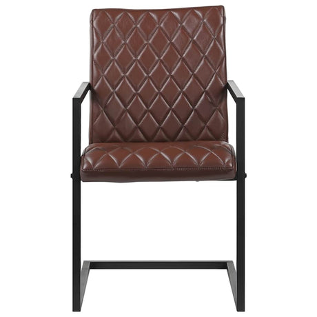 Vidaxl eetkamerstoelen 2 st echt leer bruin
