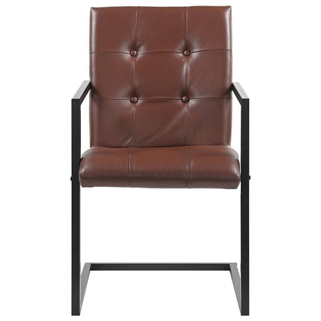 Vidaxl eetkamerstoelen 2 st echt leer bruin