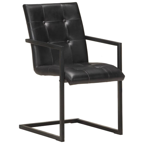Vidaxl eetkamerstoelen 2 st echt leer zwart