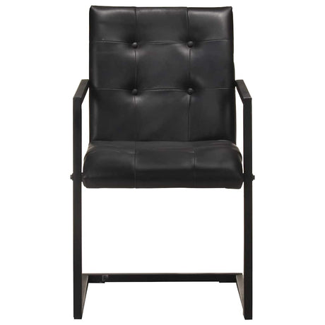 Vidaxl eetkamerstoelen 2 st echt leer zwart