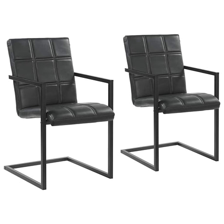 Vidaxl eetkamerstoelen 2 st echt leer zwart