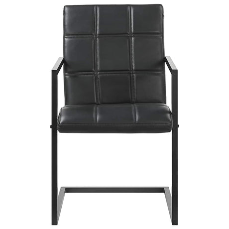Vidaxl eetkamerstoelen 2 st echt leer zwart