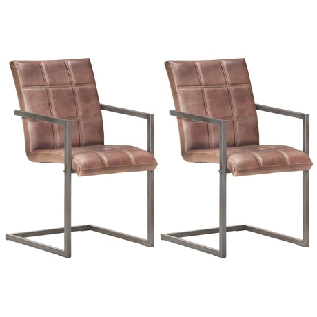 Vidaxl eetkamerstoelen 2 st echt leer verweerd bruin