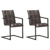Vidaxl eetkamerstoelen 2 st echt leer grijs