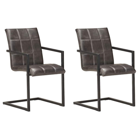 Vidaxl eetkamerstoelen 2 st echt leer grijs