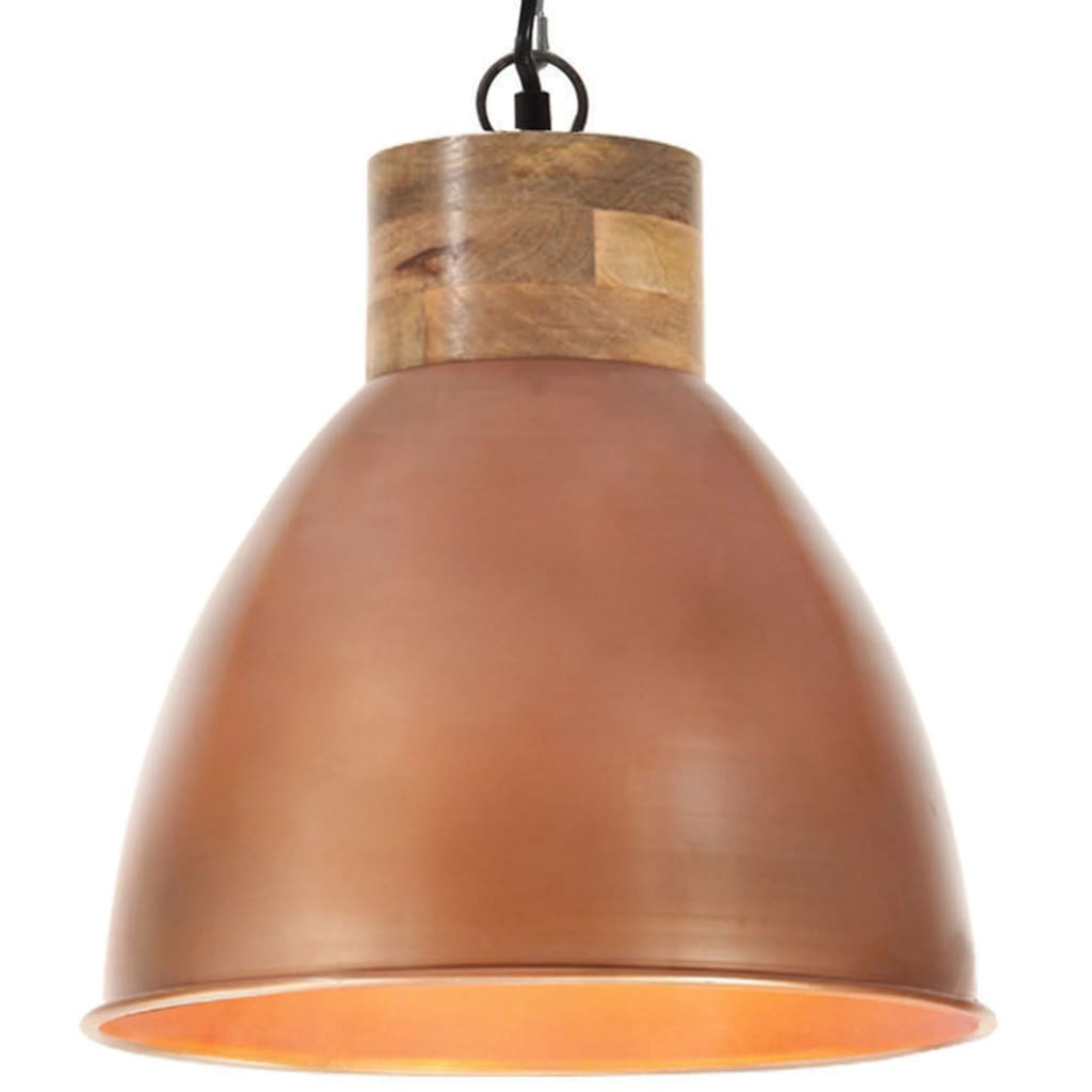 Vidaxl Hanging Lamp Industrial E27 35 cm Eisen und Massivholz Kupferfarbe