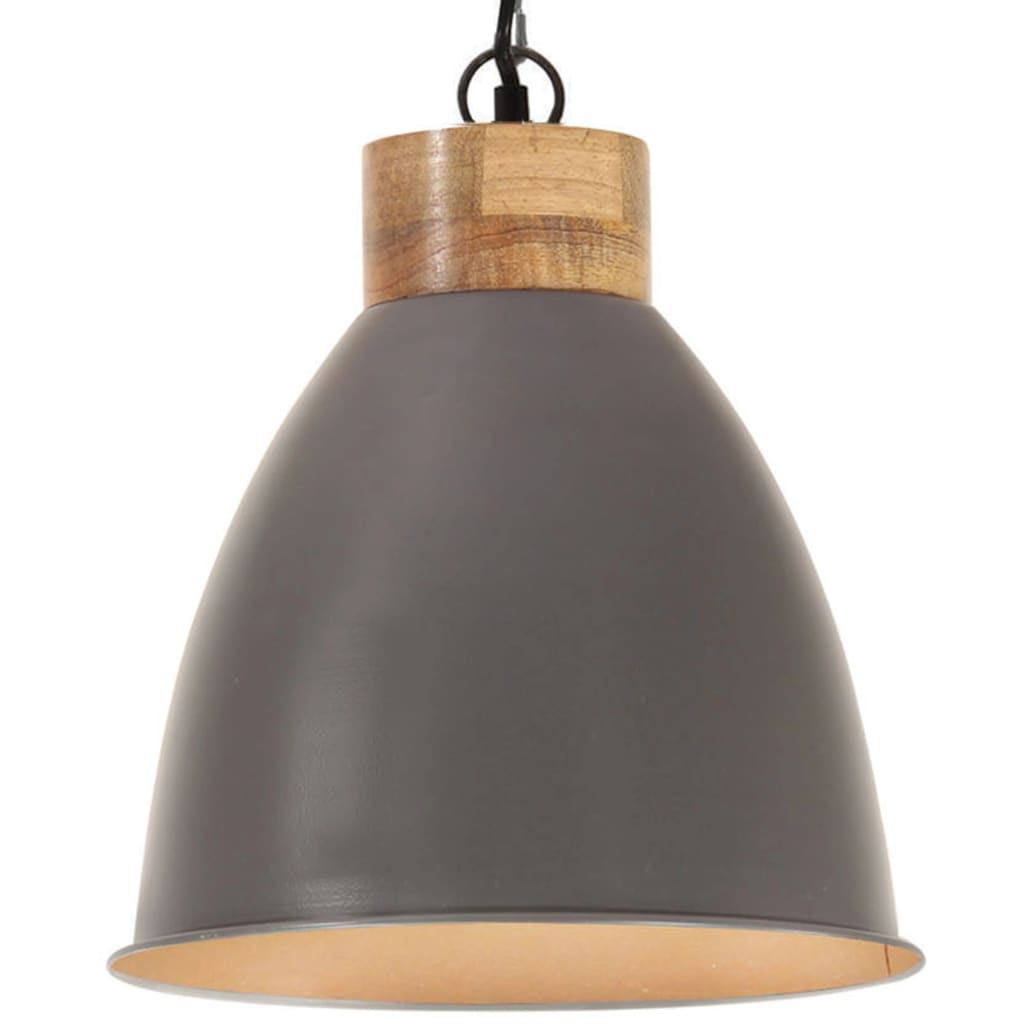 Vidaxl Hanging Lamp Industrial E27 35 cm Železo a pevné dřevo šedá