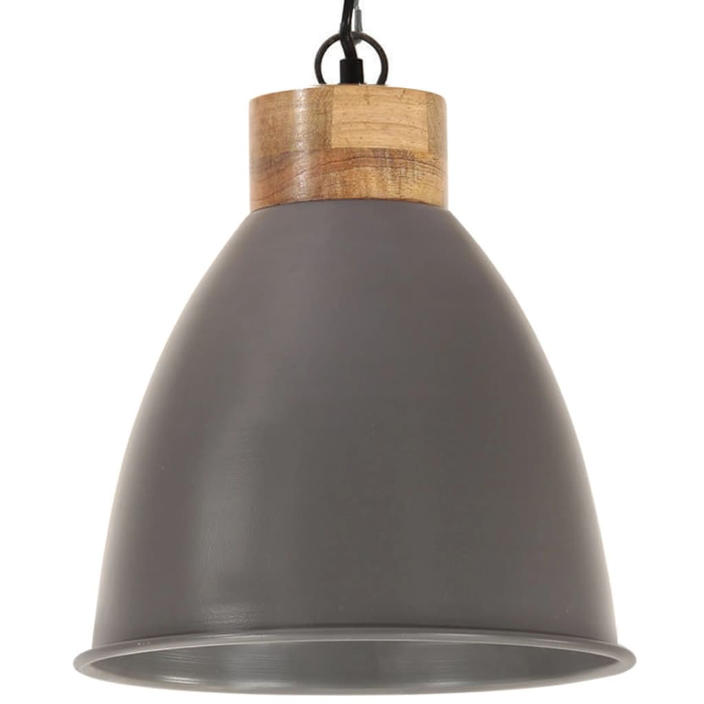 Vidaxl hanging lamp industrial E27 35 cm iron and solid wood gray