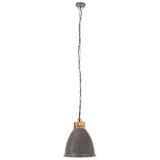 Vidaxl hängande lampa industriell E27 35 cm järn och massivt trägrå