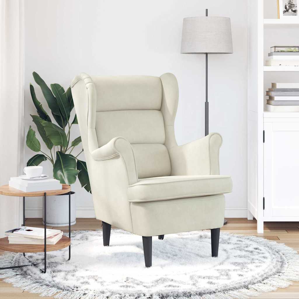 Vidaxl fauteuil fluweel crèmewit