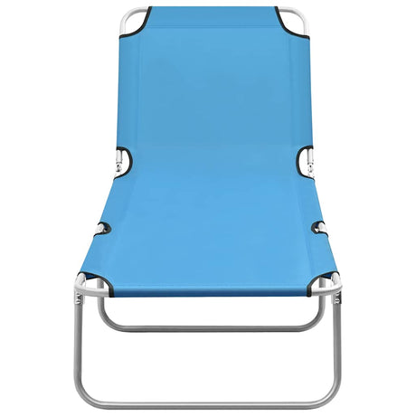 Vidaxl ligbed inklapbaar staal en stof turquoiseblauw