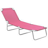 Vidaxl ligbed inklapbaar staal en stof roze