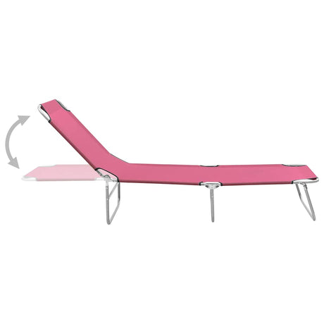 Vidaxl ligbed inklapbaar staal en stof roze