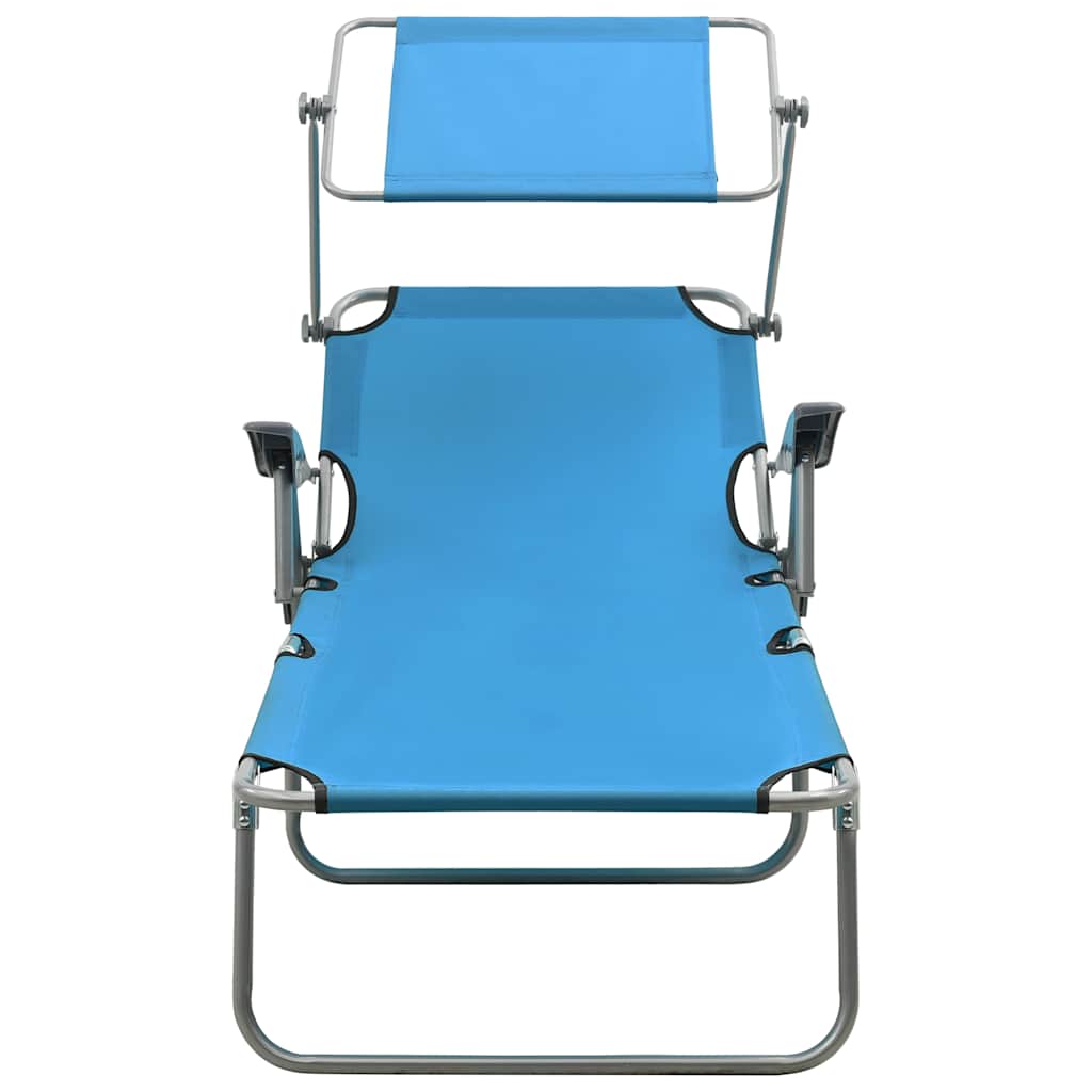 Vidaxl ligbed met luifel staal staalblauw