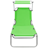 Vidaxl ligbed inklapbaar met luifel aluminium groen